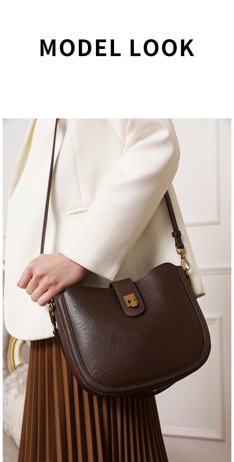 Women‘s Cowhide Genuine Leather Shoulder Bag Ladies Soft Natural Cow Leather Handbag Female Fashion Luxury Design Crossbody Bags