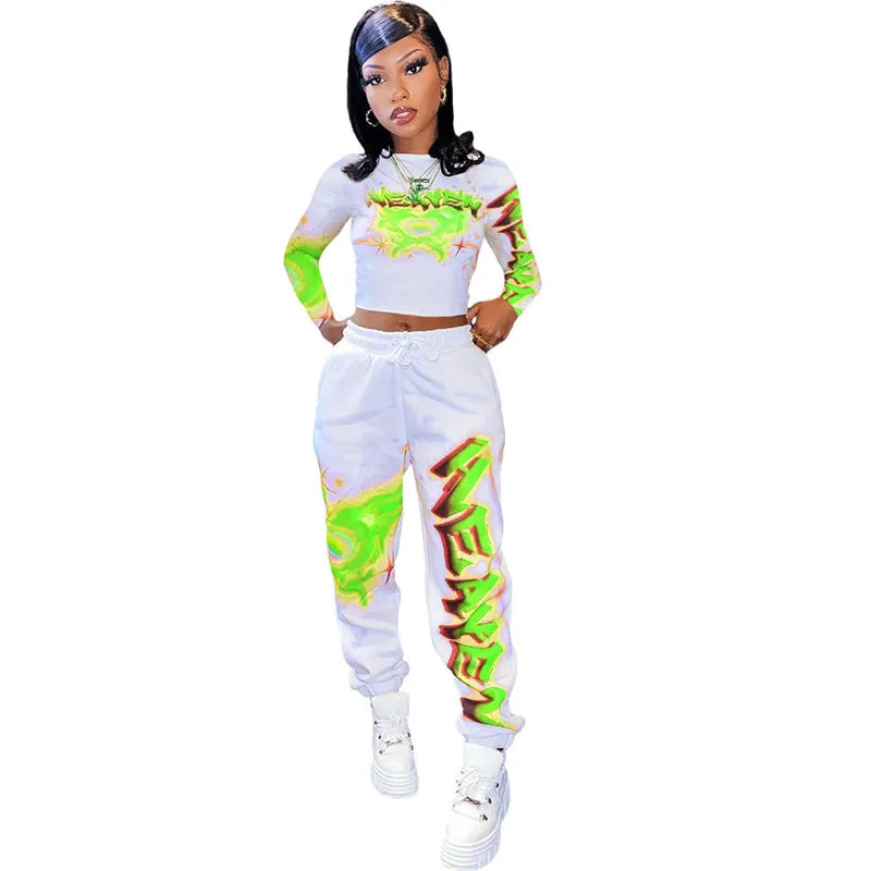 High Quality 2 Piece Outfit for Women Set Casual Sweat Suit Crop Sweatpant Joggers Tracksuit Fall Clothes Wholesale Dropshpping