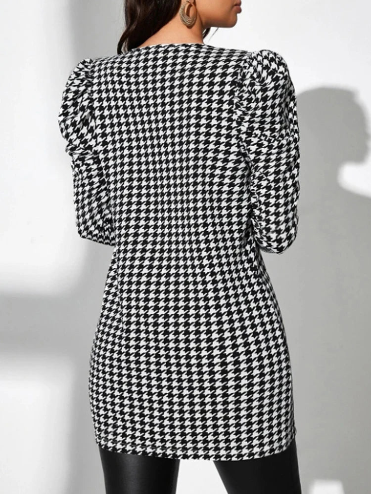 Ladies Plaid Print Long Sleeve Open Cardigan Elegant Spring Autumn Jacket Outerwear Fashionable Stylish Casual