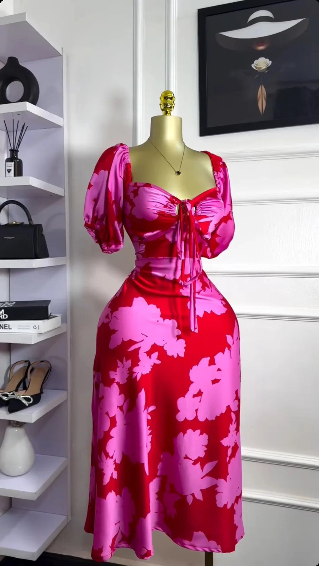 CM.YAYA Women Floral Printed Lantern Half Sleeve Tie Up Long Maxi Dress 2025 Birthday Evening Sexy club Party Dresses Vestidos