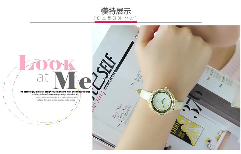 Mother-of-pearl Julius Lady Women's Watch Japan Quartz Fashion Hours Bracelet Real Leather Girl's Gift No Box
