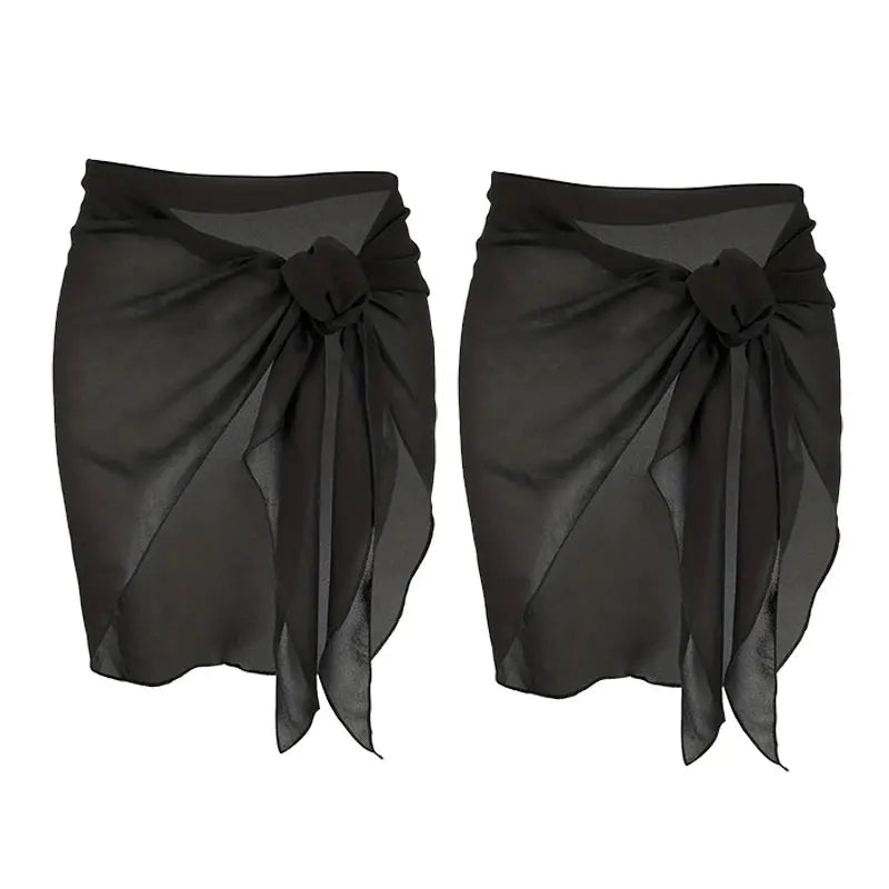 Women Short Sarongs Swimsuit Coverups Beach Bikini Wrap Sheer Short Skirt Chiffon Scarf Cover Ups for Swimwear