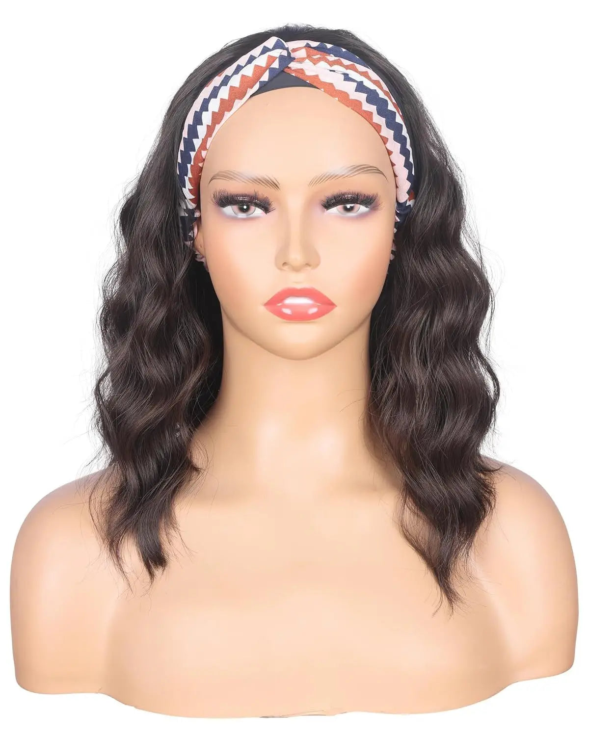 Elegant Gray Short Wavy Synthetic Headband Wig For Women