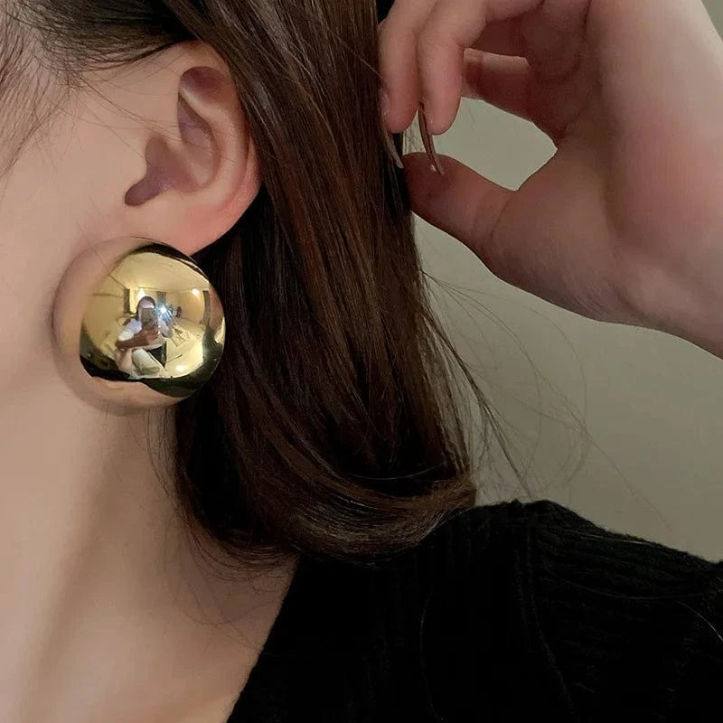 Metal Round Earrings Exaggerated Fashionable Style Geometric Jewelry Wholesale Girl