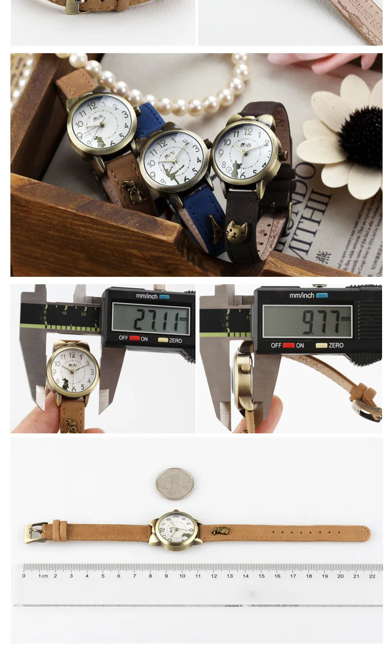 Montre M:N: Brand Fashion Watch Ladies Luxury Hand-made 3D Cat Girl Gift Quartz Wristwatch Waterproof for Women 2025 Reloj Mujer