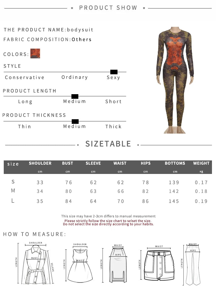 Weird Puss Tie-Dye Print Jumpsuit Women Fitness Stretch Tight Sexy o-Neck Full Sleeve Skinny Streetwear Autumn Zip Slim Overalls