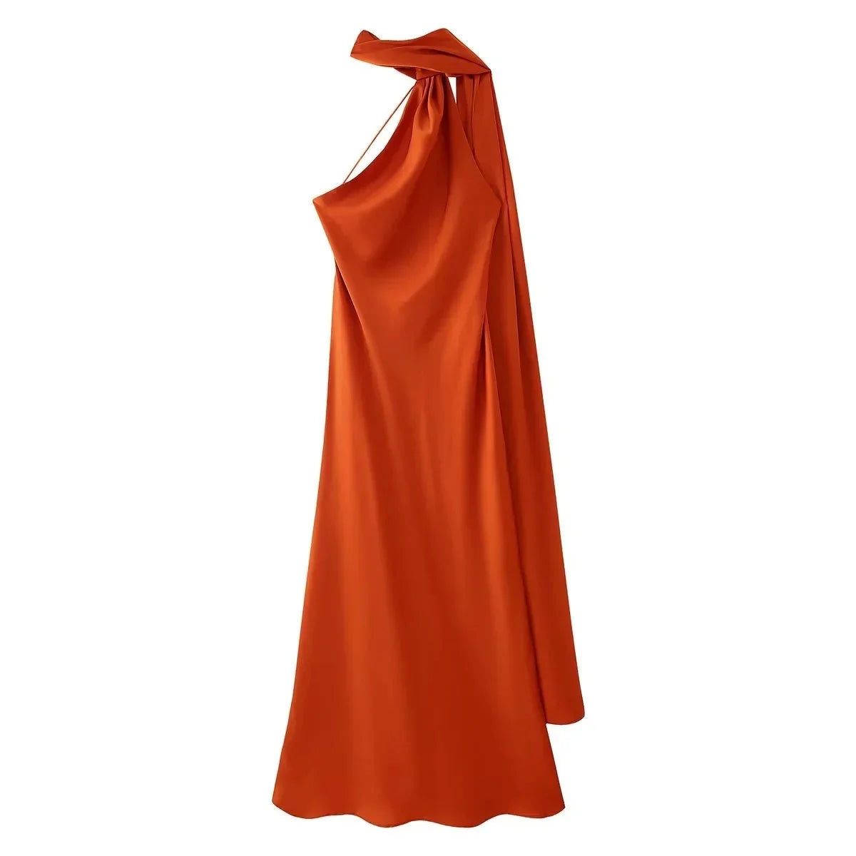 Women's Selling Fast Silk-Satin Feeling Halter Neck Dress European and American Style Sleeveless Summer Fashion Dress