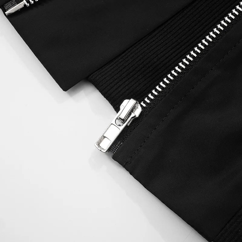 Joskaa Casual Black Cardigan Tops Women Hipster O-Neck Sleeveless Zipper Vests Jackets 2025 Summer Outerwear Y2K Streetwear