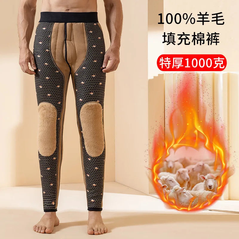 Thickened Fleece-Lined Warm Cotton Pants For Middle-Aged And Elderly High-Waisted Protective Knee Pants Winter Casual Pants
