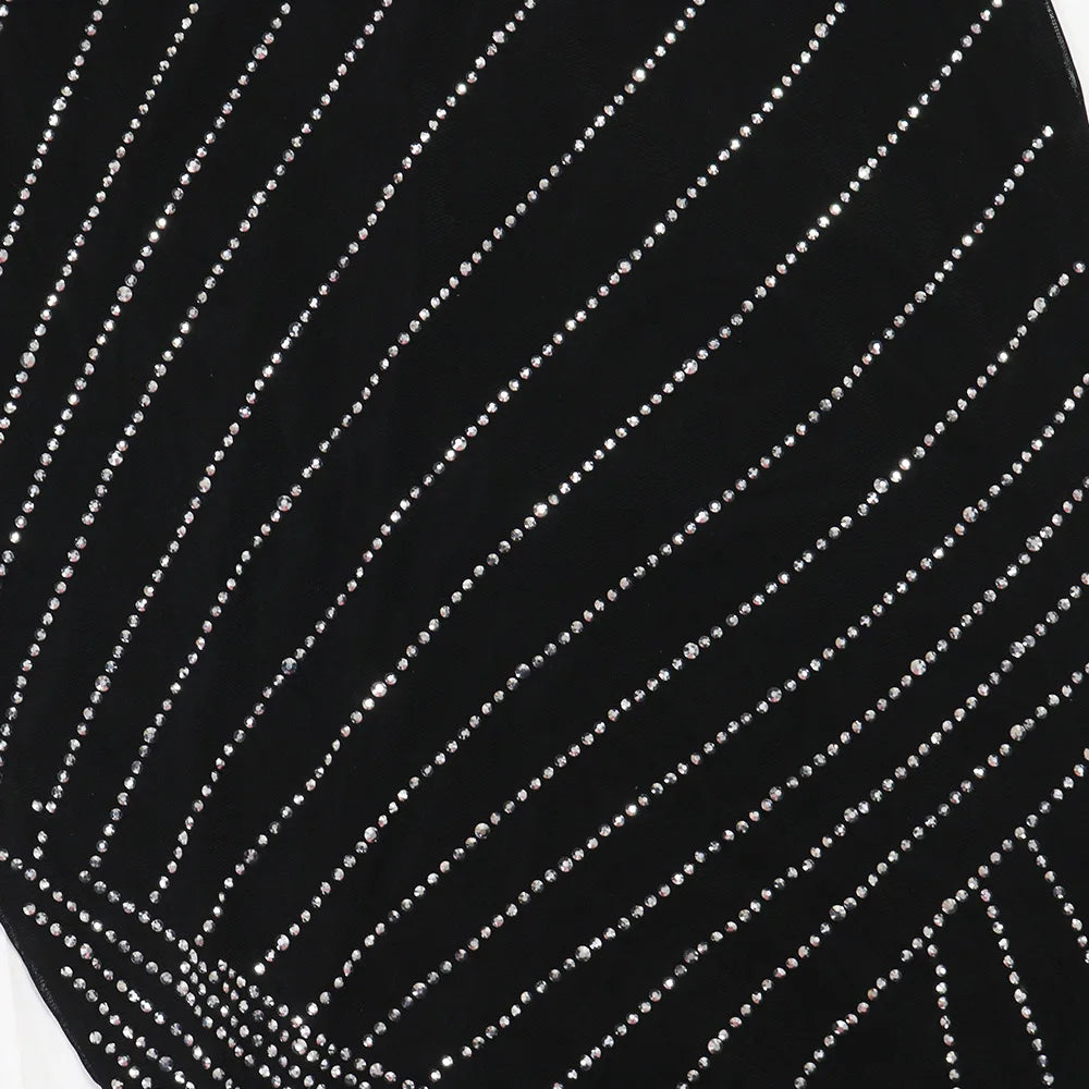 CM.YAYA Women Diamonds Hot Rhinestones Long Sleeve Bodycon Midi Dress 2024 Fall O-neck Evening Club Sexy Party Dresses Vestidos