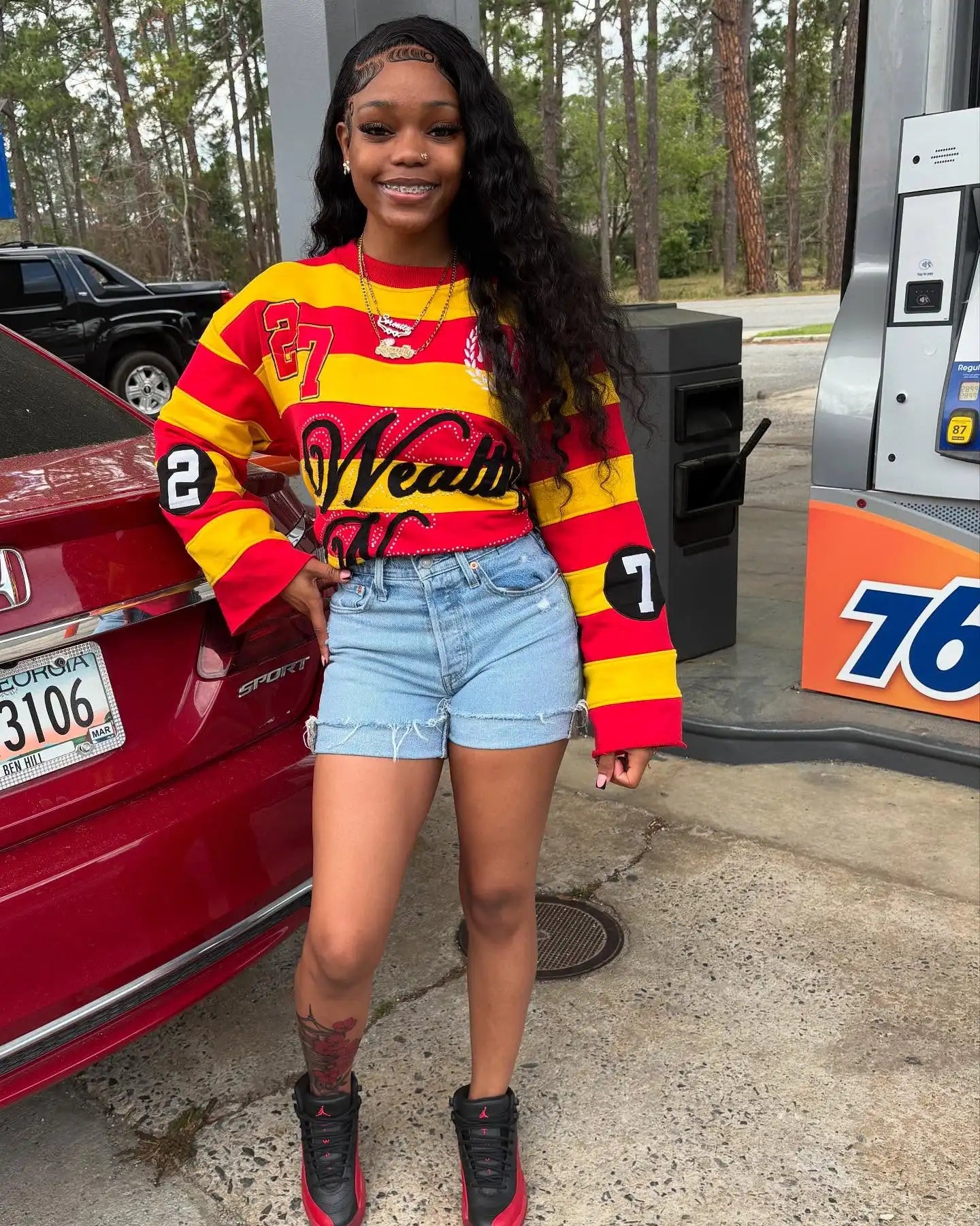 American Classic Letter Patchwork Stripe T Shrits Men Women Hip Hop Y2k Harajuku Street Long Sleeved TShirt Trend Oversized Tops