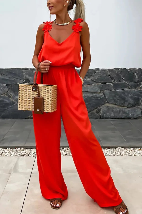 2024 Ladies Off Shoulder Sleeveless Jumpsuit Summer Women Casual Solid Rompers Streetwear Long Playsuits Overalls With Pockets