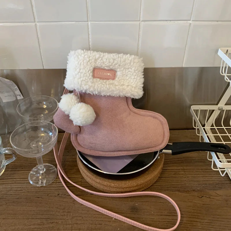 Christmas Boots Messenger Bag Creative Fashion New Retro Glove Bag Messenger Bag Mobile Phone Bag Frosted Suede Cute Gift Wallet