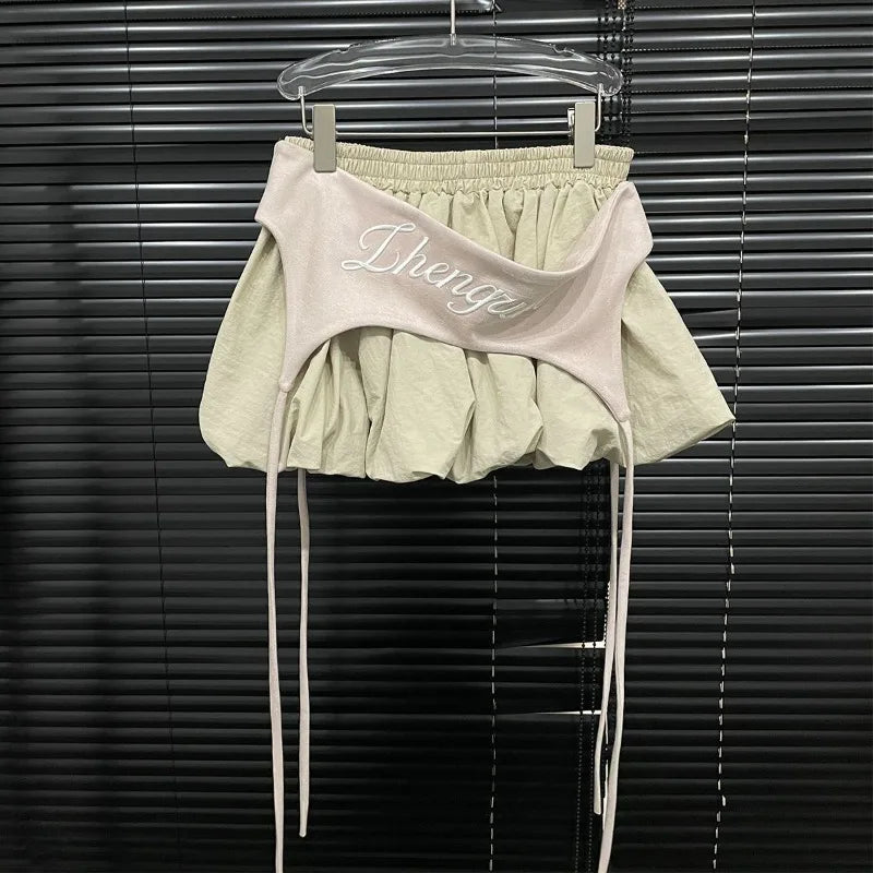 2025 Y2k Vintage Women's Layered Patchwork Streetwear Flower Bud Skirt High Elastic Waist Mini Skirts Female Trendy Fashion New