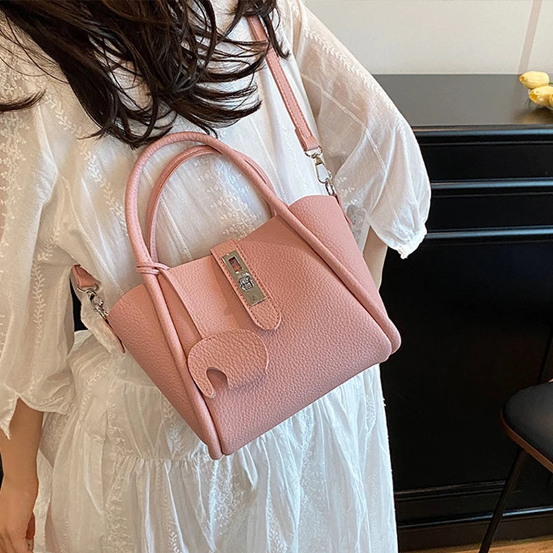 Fashion Design Women Bucket Bag Brand Trendy Basket Bag Versatile Simple Solid Color Texture Women's Bag Shoulder Crossbody Bag