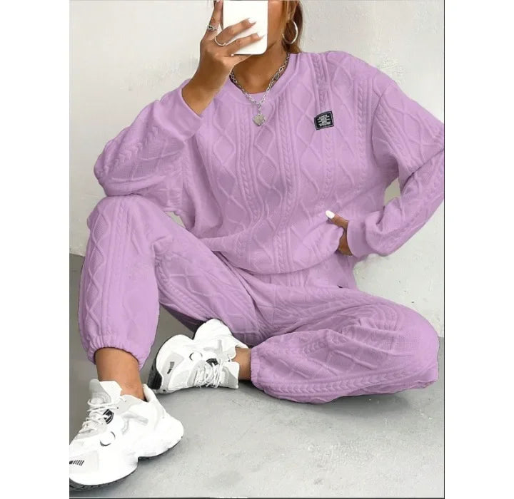Casual Two Piece Sets Womens Outifits Streetwear Autumn and Winter 2024 New Long Sleeved Round Neck Hoodie and Y2k Pants Suit