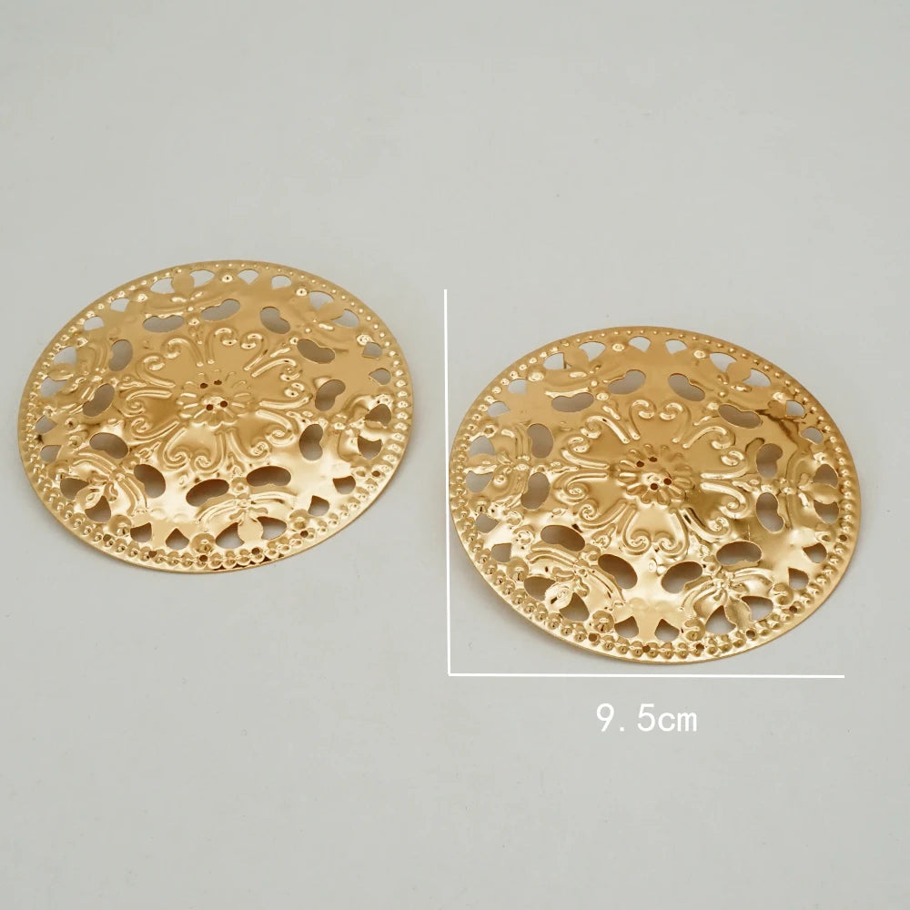 Fashion Jewelry Big Gold Color Round Geometric Earrings Dangle Drop Earrings For Women African Wedding Party Gifts