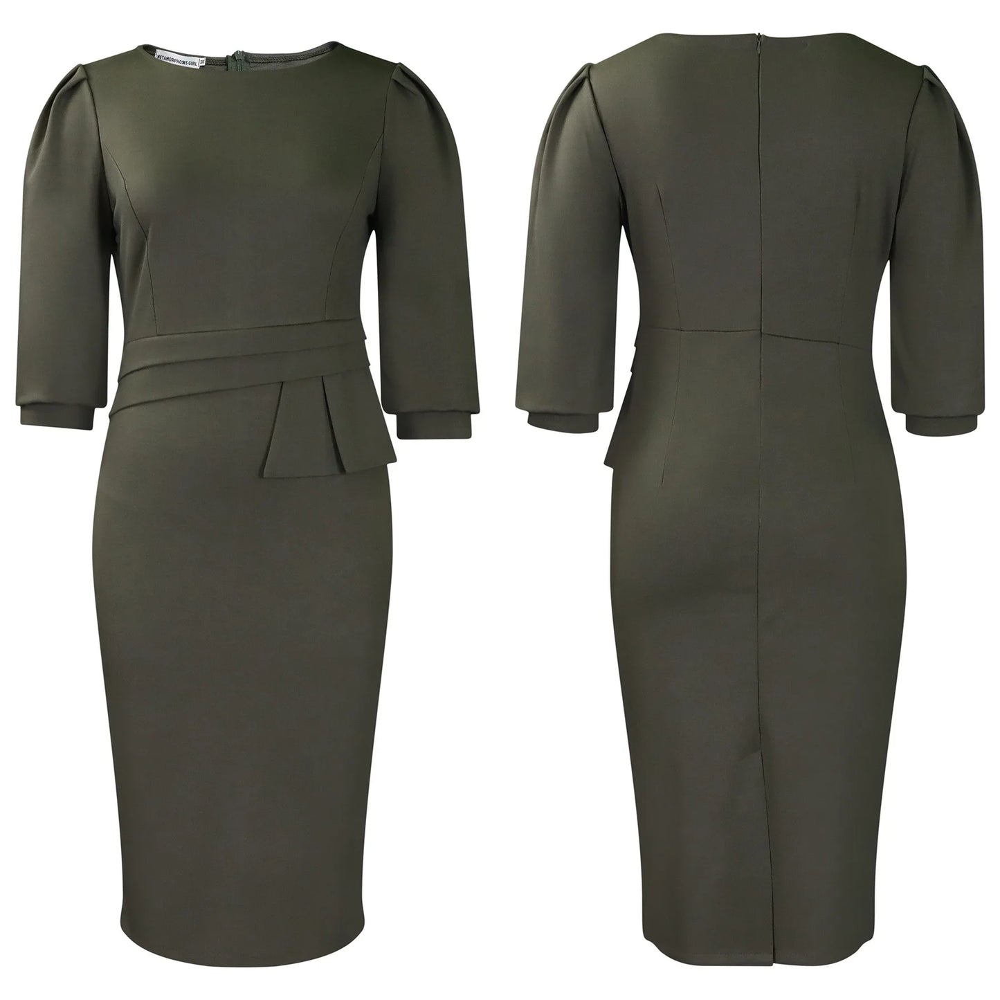 Elegant Office Dresses for Women O Neck Half Sleeve Sheath Package Hips Formal Business Work Wear Vestidos Mujer Dress Clothes
