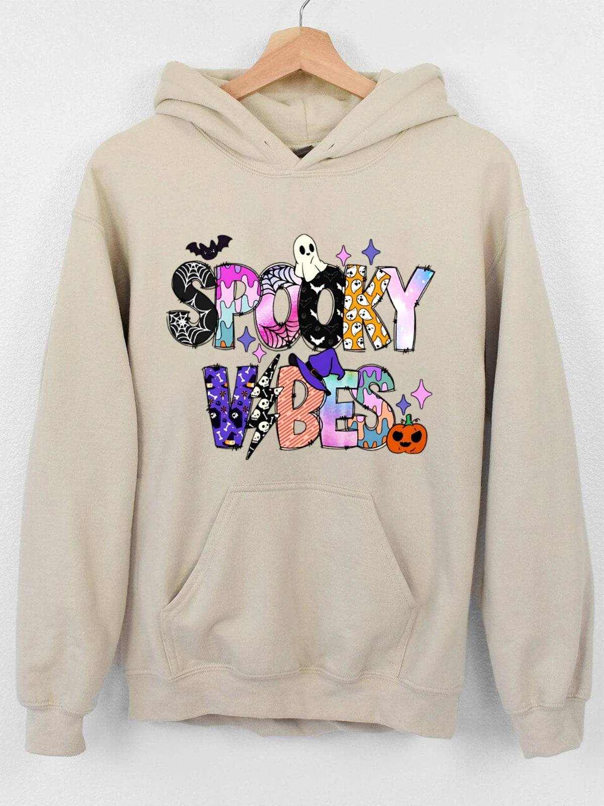 Heavy Weight Cotton Hoodies Halloween patterns Lightweight Cotton Hooded Sweatshirt - Breathable Fabric with Contrast Stitching