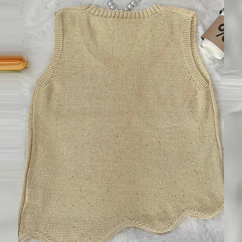 Women Sexy U Neck Sequin Party Shirt 2025 Spring Solid See Through Hollow Top Pullover 2025 Summer Sleeveless Loose Tank T-shirt