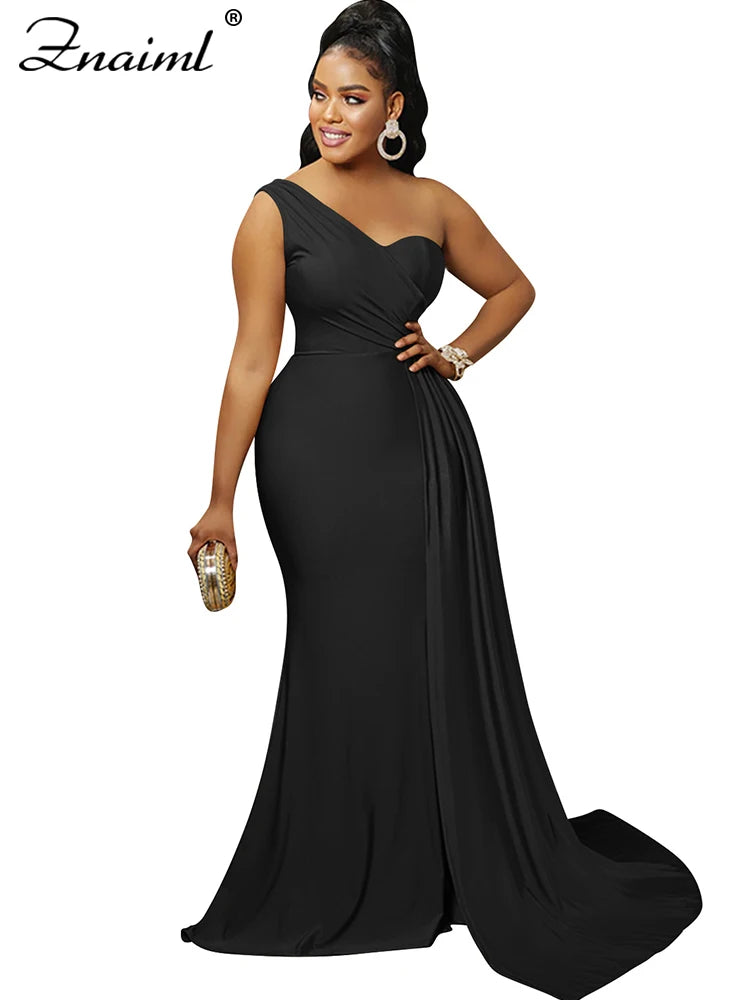 Znaiml Elegant Ribbon One Shoulder Wedding Guest Dinner Dress Women Sexy Party Nightclub Formal Occasion Evening Birthday Robe