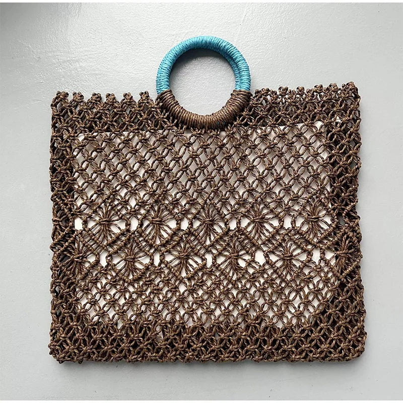 Hollow Straw Personality Shoulder Bag Niche Hand-woven Raffia Rattan Beach Bag Versatile Leisure Shopping Travel Bag Handbag