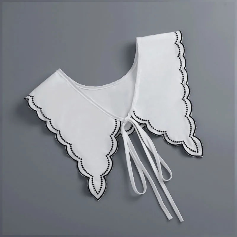 Removable Lace Doll Fake Collar Women Tie Ladies White Shawl Wrap Detachable Embroidered Lapel False Collar Clothes Accessory