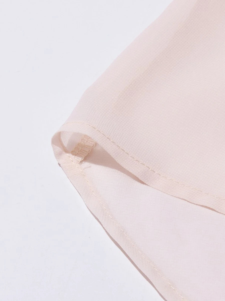 TWOTWINSTYLE Solid Loose Sheer Spliced Folds Fashion Blouses for Women High Neck Long Sleeves Irregular Blouse Female Clothing