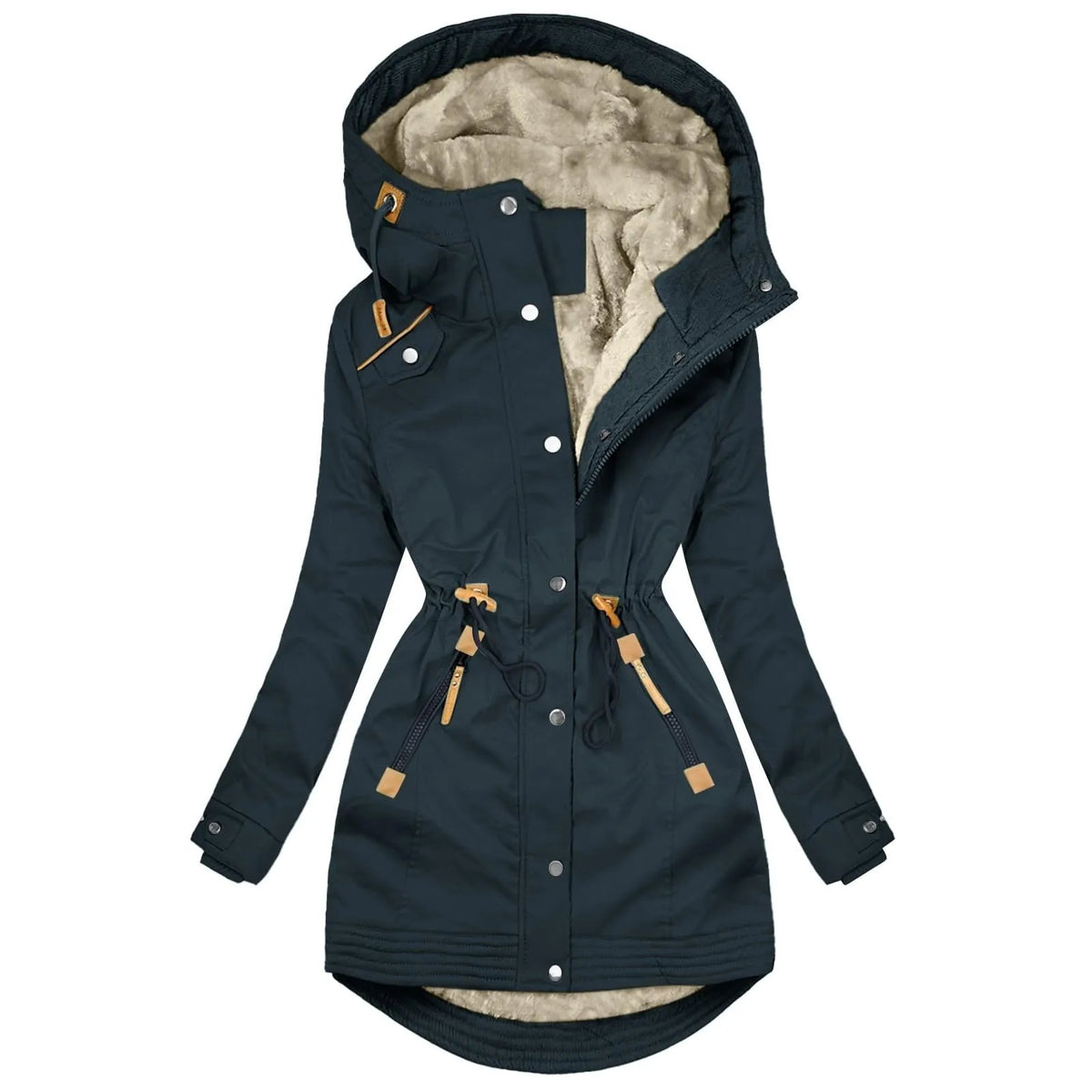 Windproof Hooded Fleece Lined Rain Jacket for Women