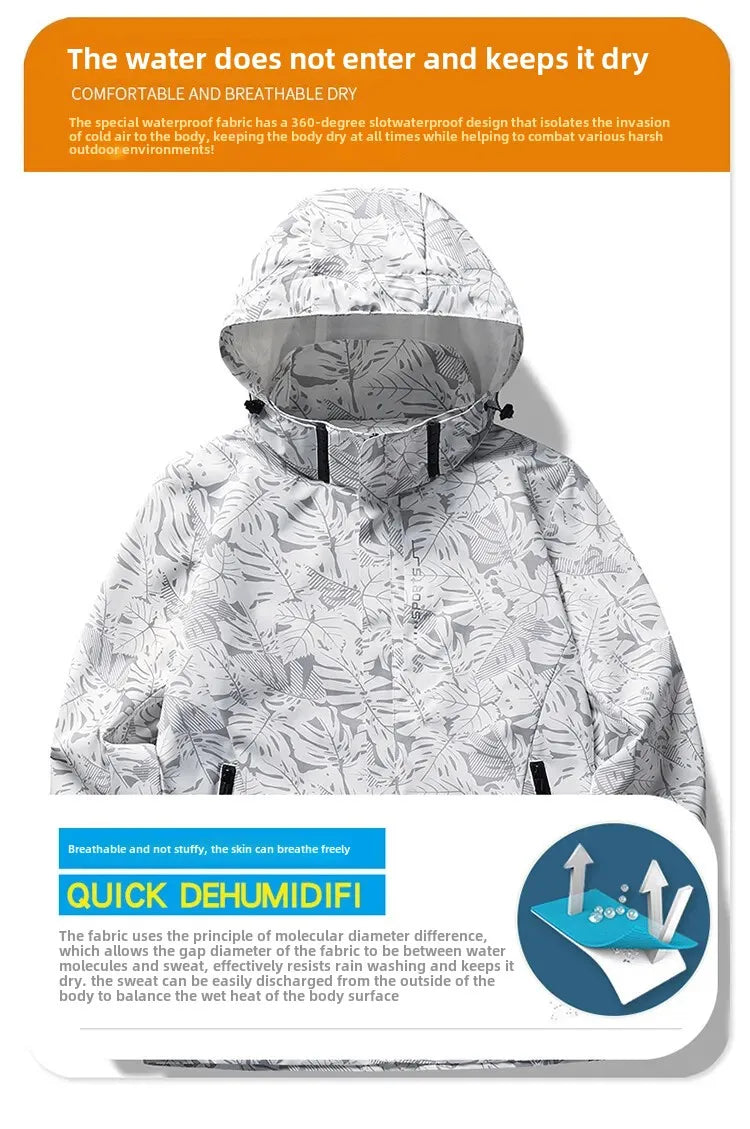 Spring Autumn Camouflage Lightweight Women's Outdoor Waterproof Casual Jacket Couple's Hiking Clothing Single Layer Windbreaker