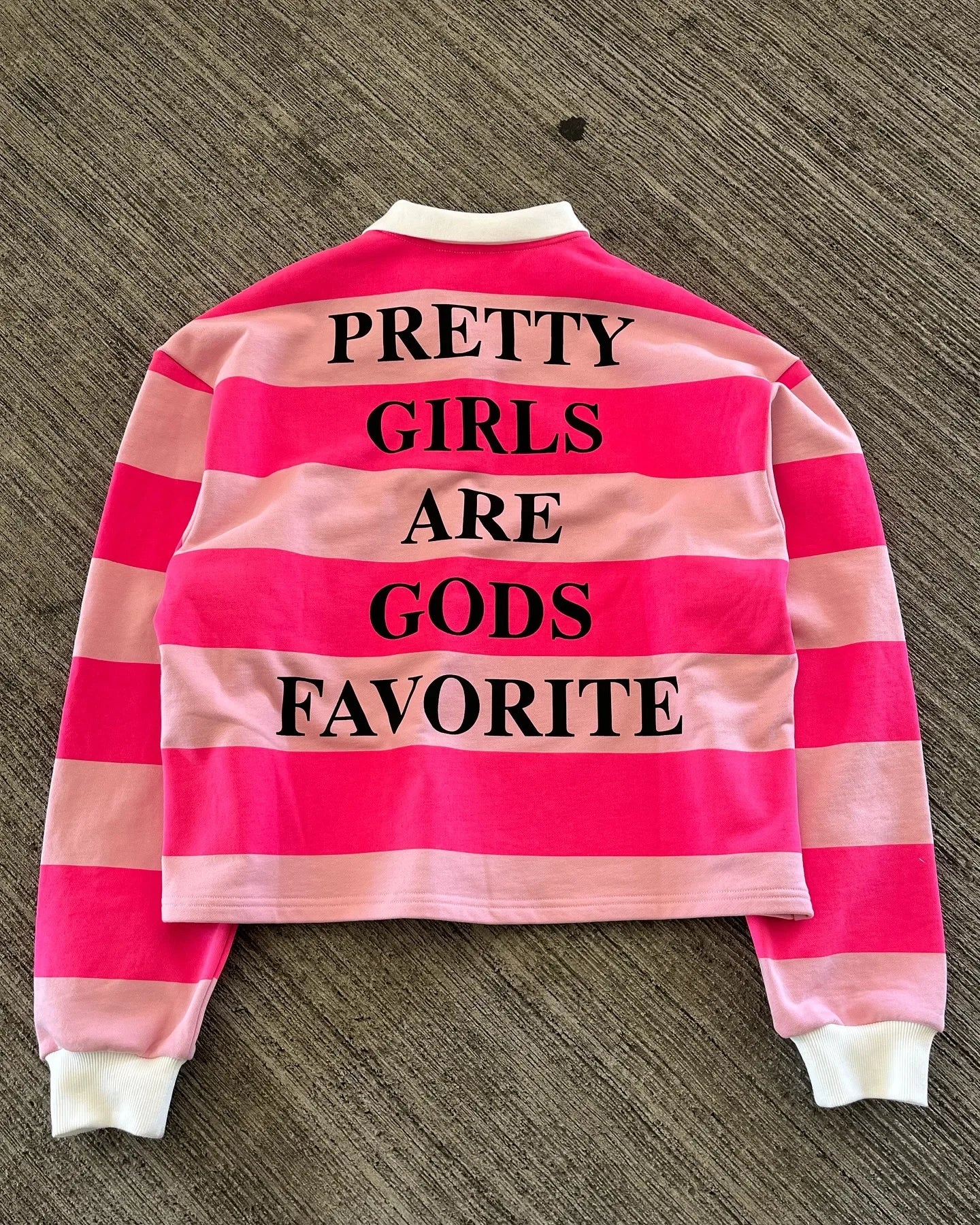 American Harajuku Fashion Hip-hop Striped Pretty Girl Shirt Letter Printed Polo Shirt Y2k Retro Men's Long Sleeved T-shirt