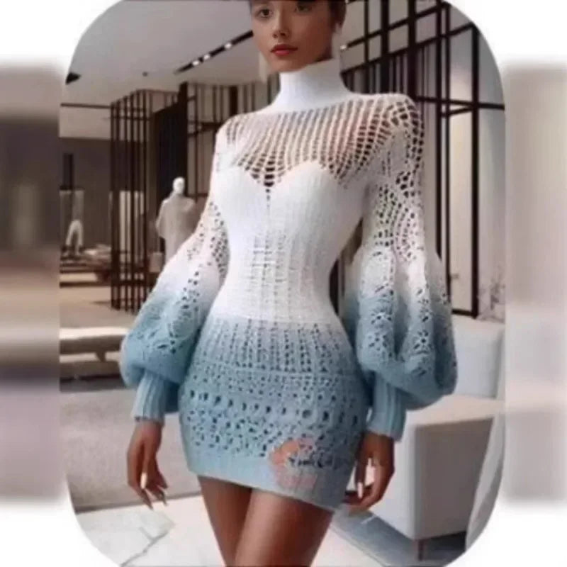 African Dresses for Women Summer Autumn African Long Sleeve O-neck Knitted Plus Size Mini Dress Outfits Dashiki African Clothing