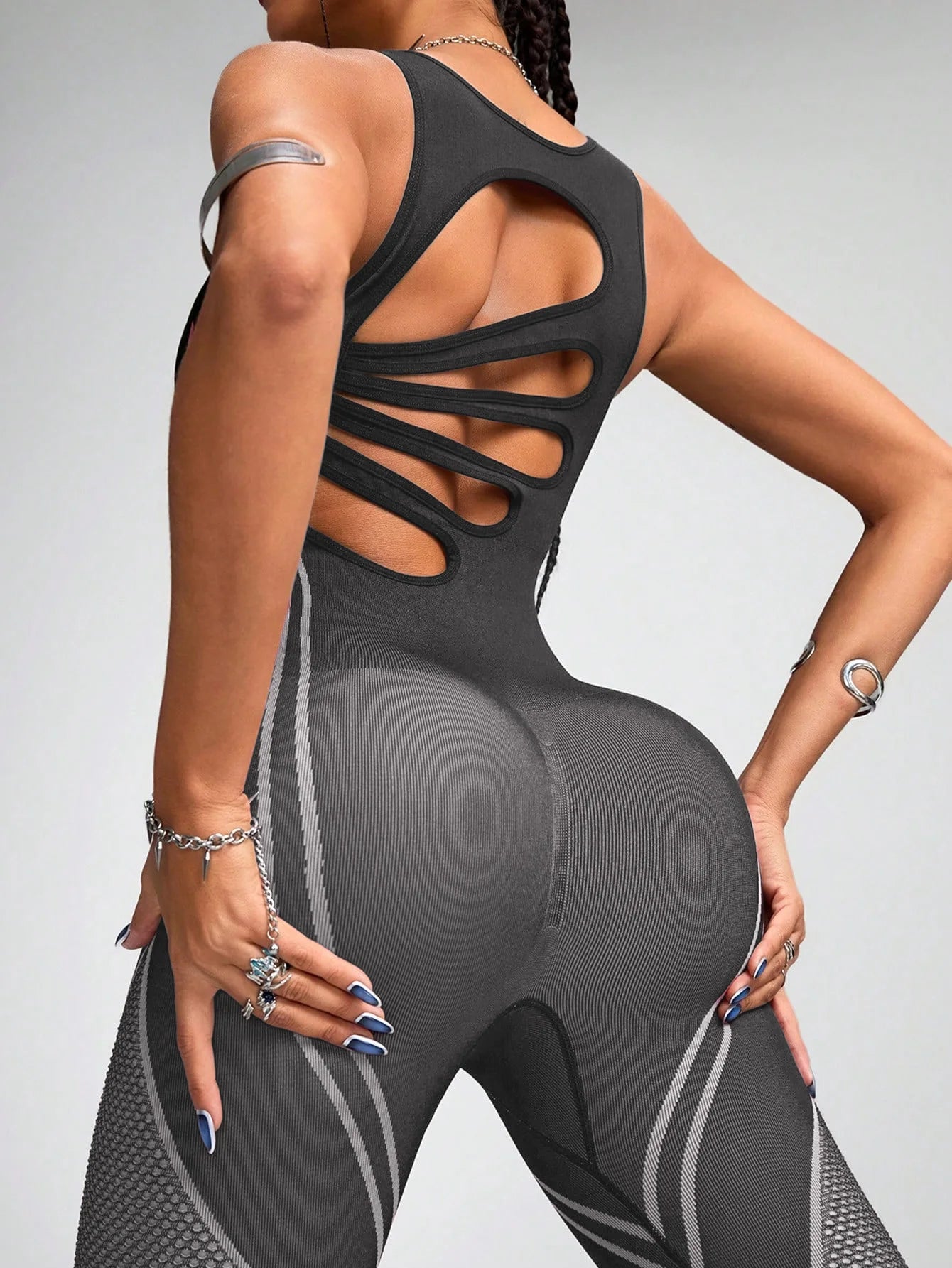 Women's Sports Yoga Jumpsuit Leisure Fitness Yoga Jumpsuit Yoga Training Suit Fitness Jumpsuit Splicing Color Fashionable