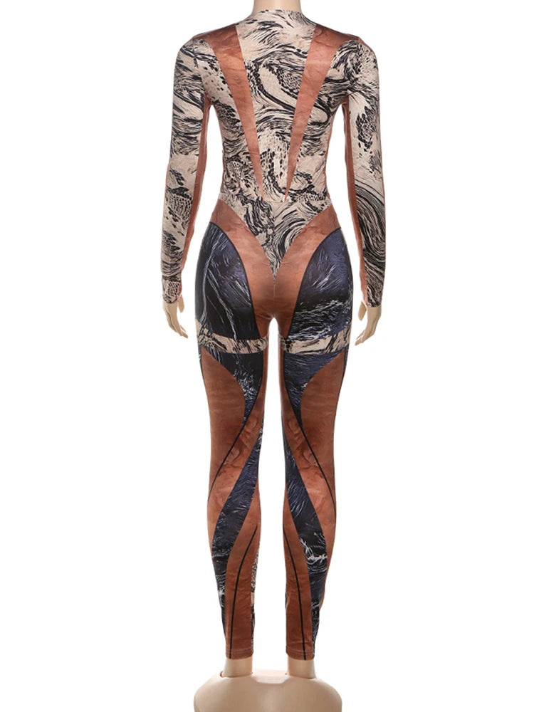 Weird Puss Colorful Patchwork 2 Piece Set Women Fall Trend Hipster Bodysuit Tops+Leggings Tight Stretch Matching Street Outfits