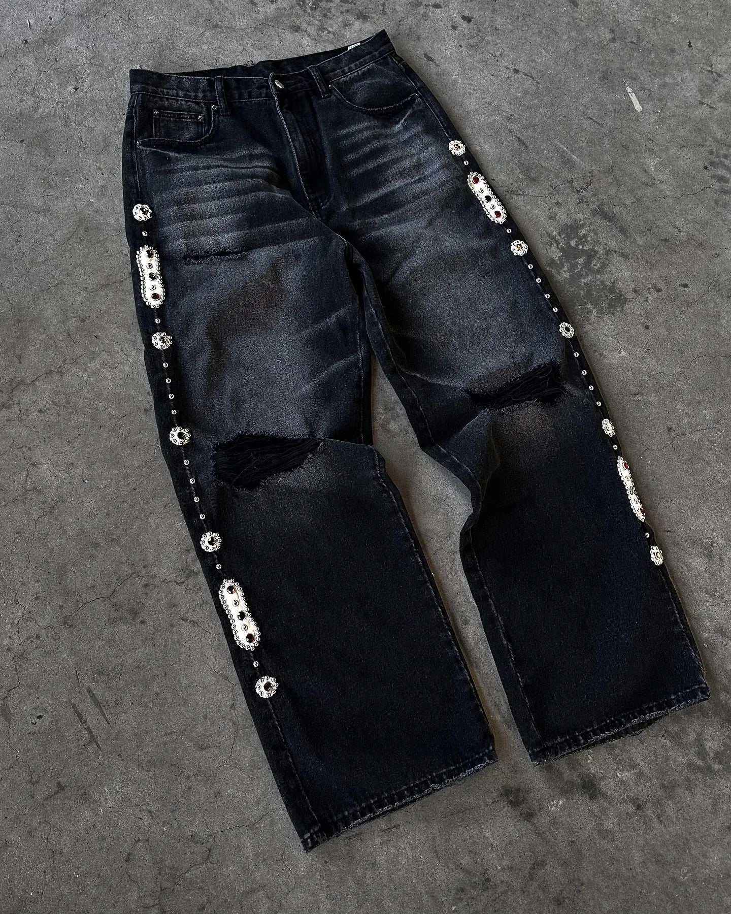 Y2k 2000s Retro Trend Brand Women Slim Jeans Gothic Vintage Wash Blue Denim Pants Embroidery High Waist Harajuku Women Clothing