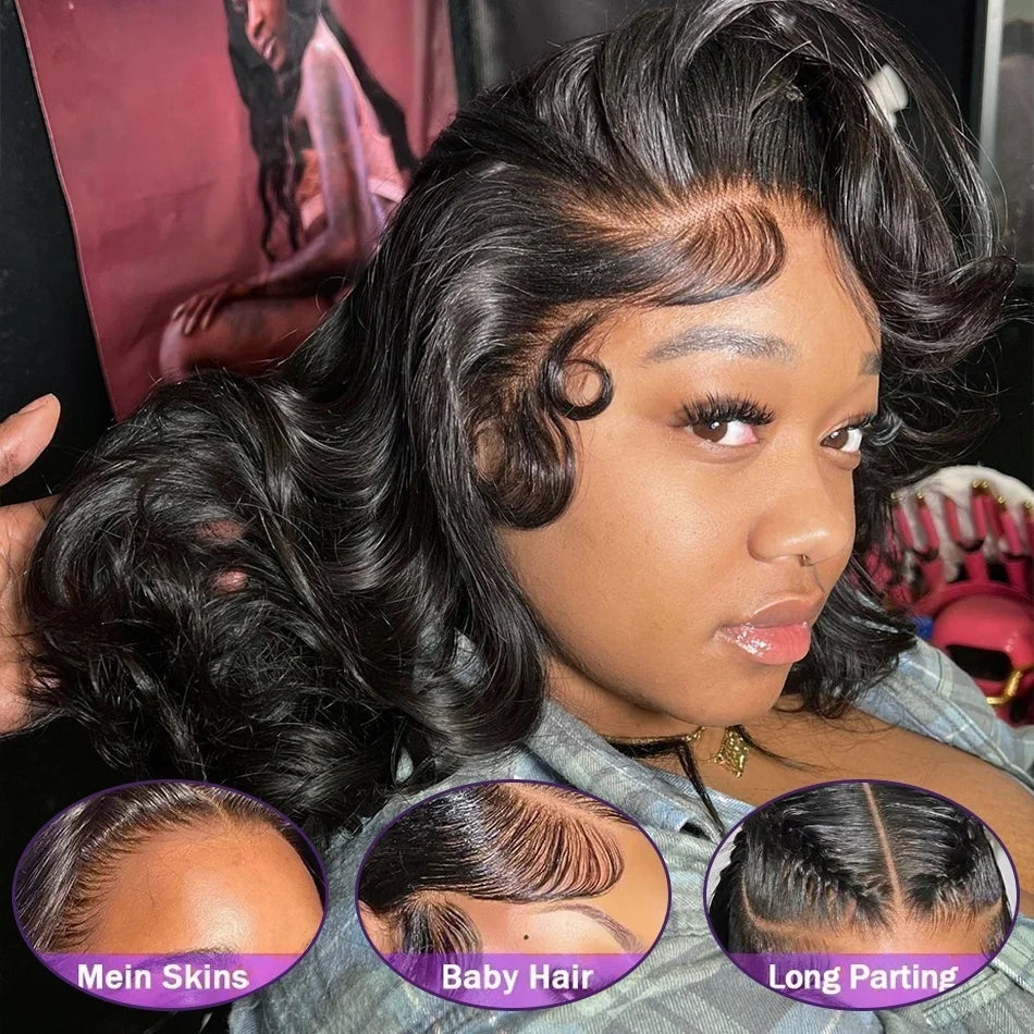 Loose Wave Wig 200% Body Wave Short Bob 13x4 Transparen Lace Front Human Hair Wigs Lace Frontal Closure Wig For Black Women