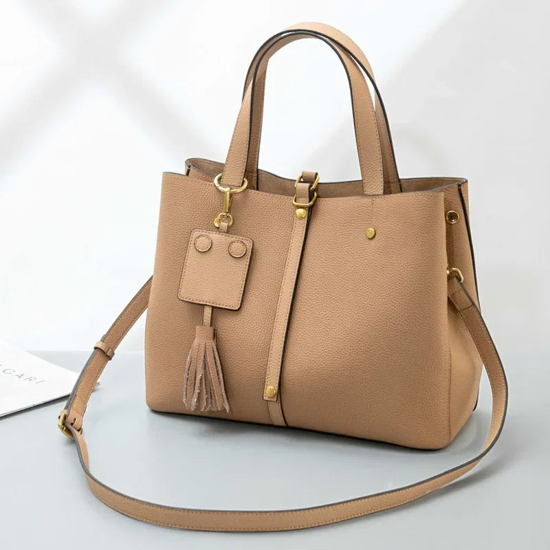 Female Soft Natural Cowhide Handbags Women Cow Genuine Leather Shoulder Bag Ladies Fashion Designer Luxury Retro Crossbody Bags