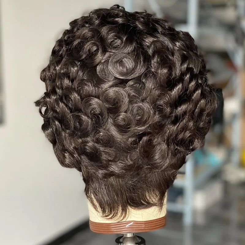 Pixie Cut 13x4 Lace Frontal Human Hair Wig for Women 180% Density 4inches Pre-plucked with Baby Hair Natural Hairline Remy Hair