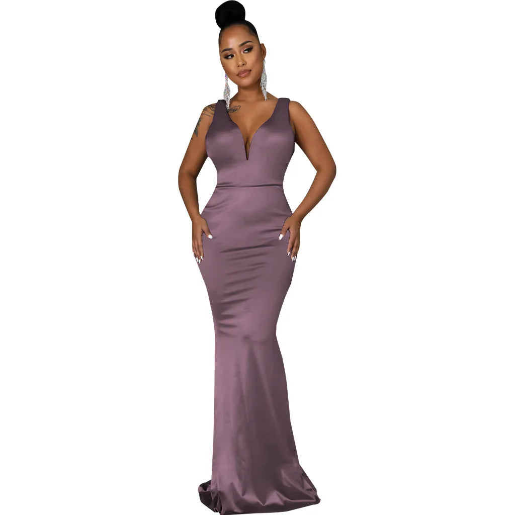 Sexy Fashion Deep V-Neck Dress Women's Dress JX5604