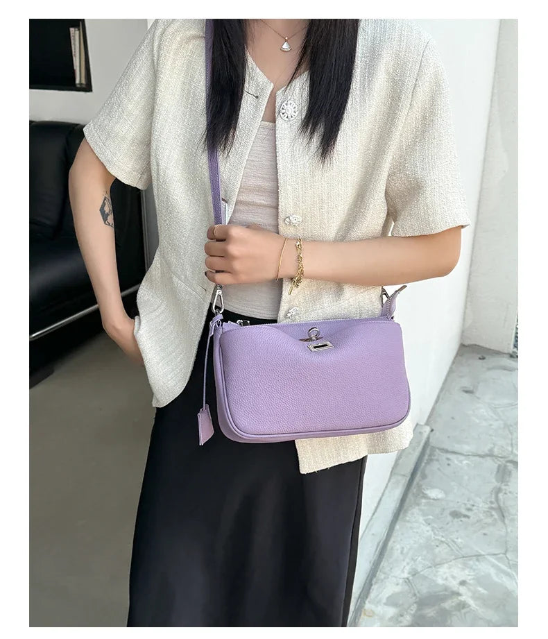 Women Cow Real Leather Shoulder Bags Ladies Natural Cowhide Fashion Retro Handbags Female Designer Luxury Crossbody Bag for Lady