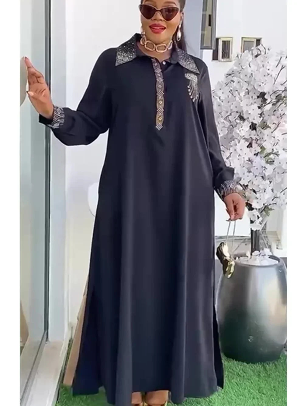 Plus Size African Party Dresses for Women 2025 New Summer Fashion Chiffon Evening Gown Elegant Turkey Muslim Maxi Long Dress