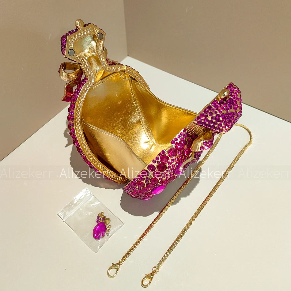 Alizekerr Perfume Bottle Crystal Evening Bags Women Gorgeous Boutique Bow Diamond Metal Clutch Purses And Handbags Wedding Party