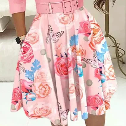 Elegant Dress for Woman Streetwear Zippered Medium with Waistband Long Sleeved Print Bodycon Dresses Y2k 2024 Autumn and Summer