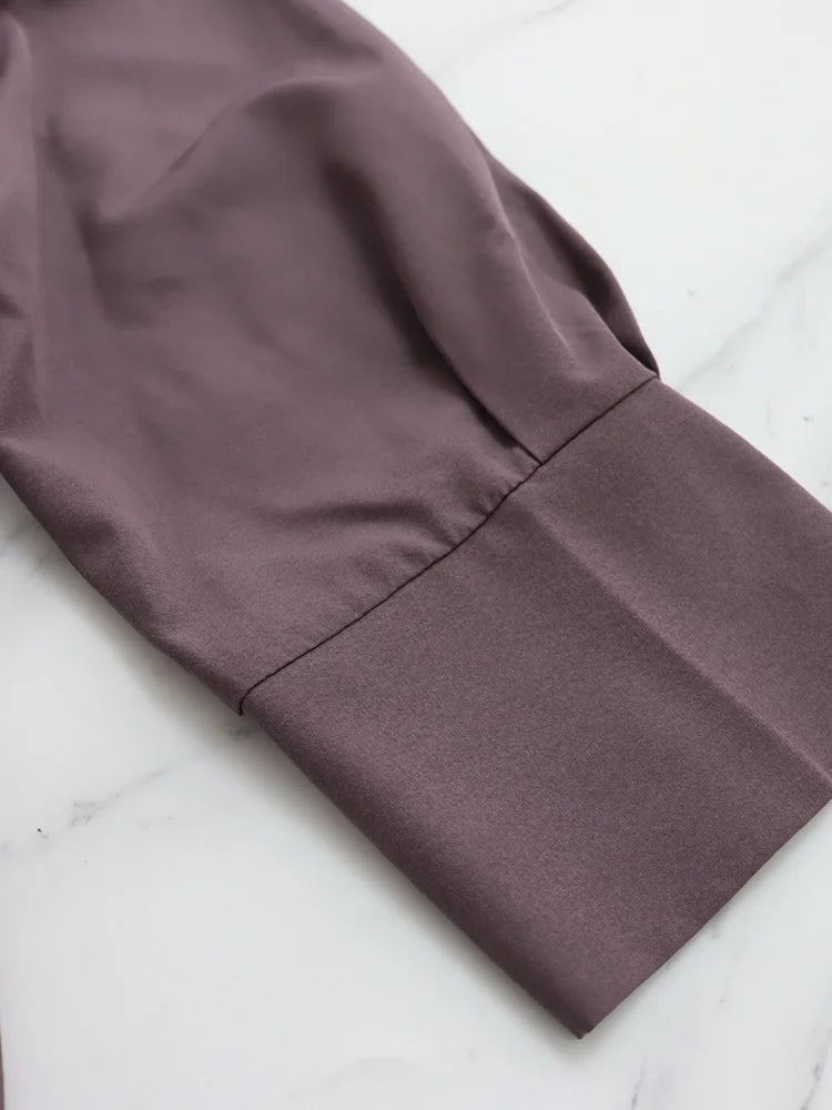 Wmstar Elegant Women Summer Solid Color Short Dress Fashion Long Sleeve High Neck High Waist Clothes Party Casual Mini Dresses