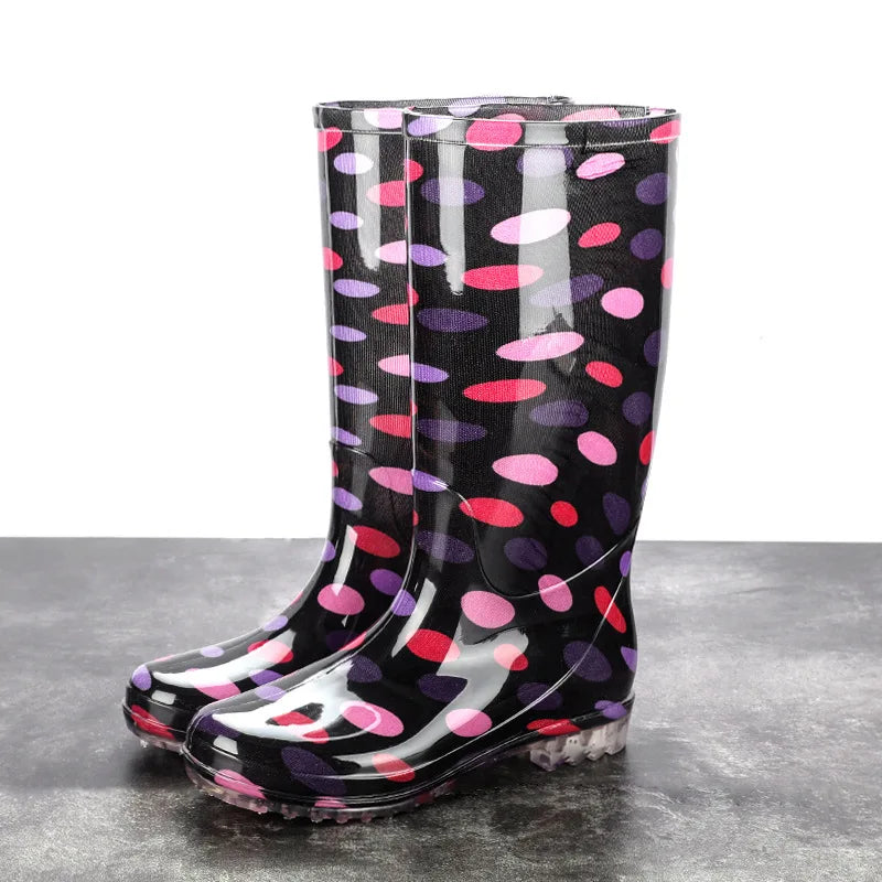 Floral Printed Anti Slip Comfortable Rain Boots For Women