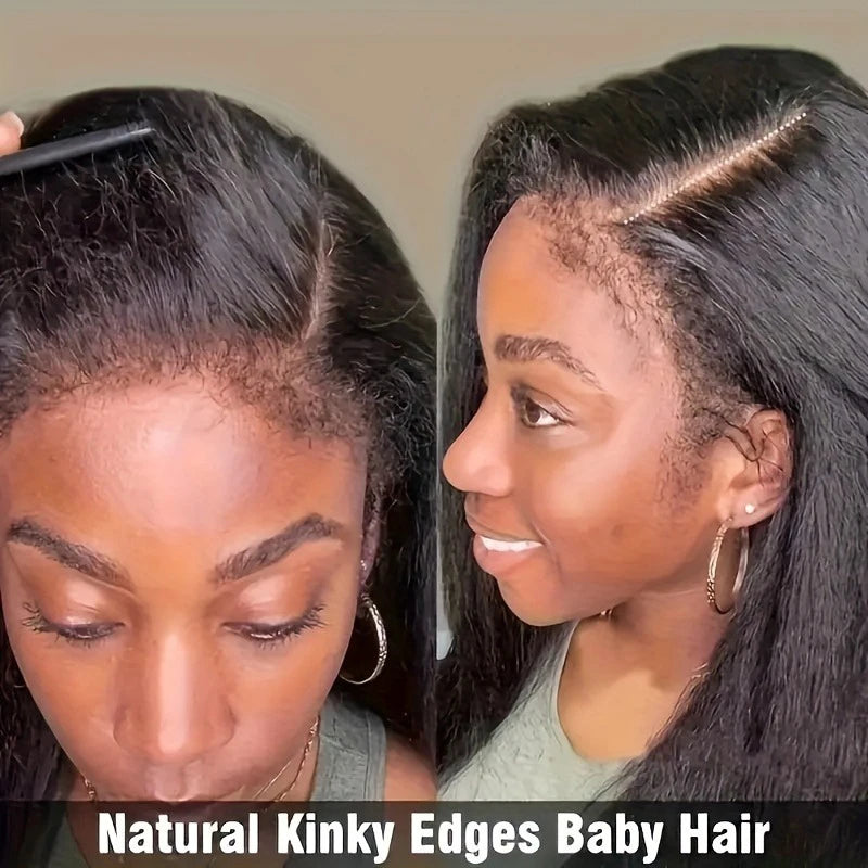 Glueless Yaki Straight Lace Front Human Hair Wig for Women