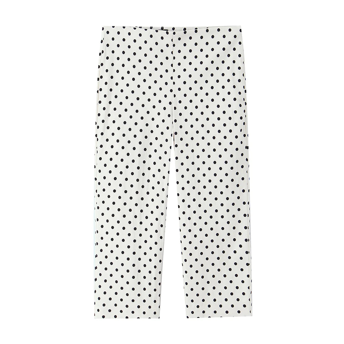 Polka Dot Shirt Jacket and Capri Pants Two Piece Set for Women