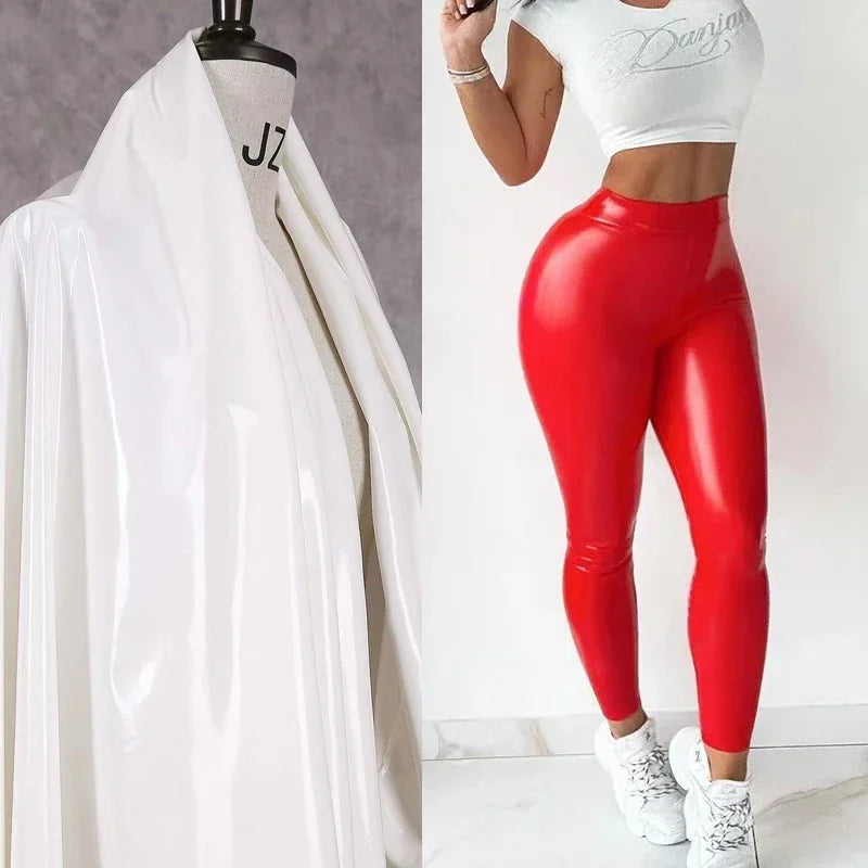 Women PU Seamless Leggings Stretch PU High Waist PVC Pencil Pants Wet Look Patent Leather Bodycon Trousers Custom Clubwear