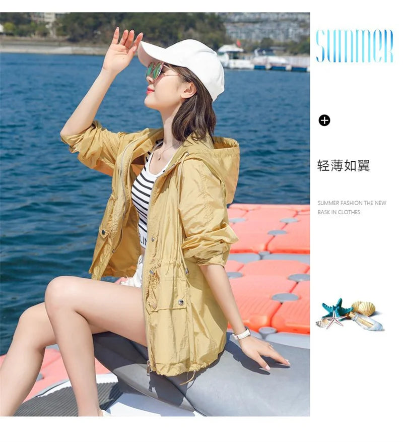 Women's Jacket With Hooded Sun Protection Clothing Women's Summer Thin Coat 2023 New Anti-Ultraviolet Breathable Shirt size 4XL