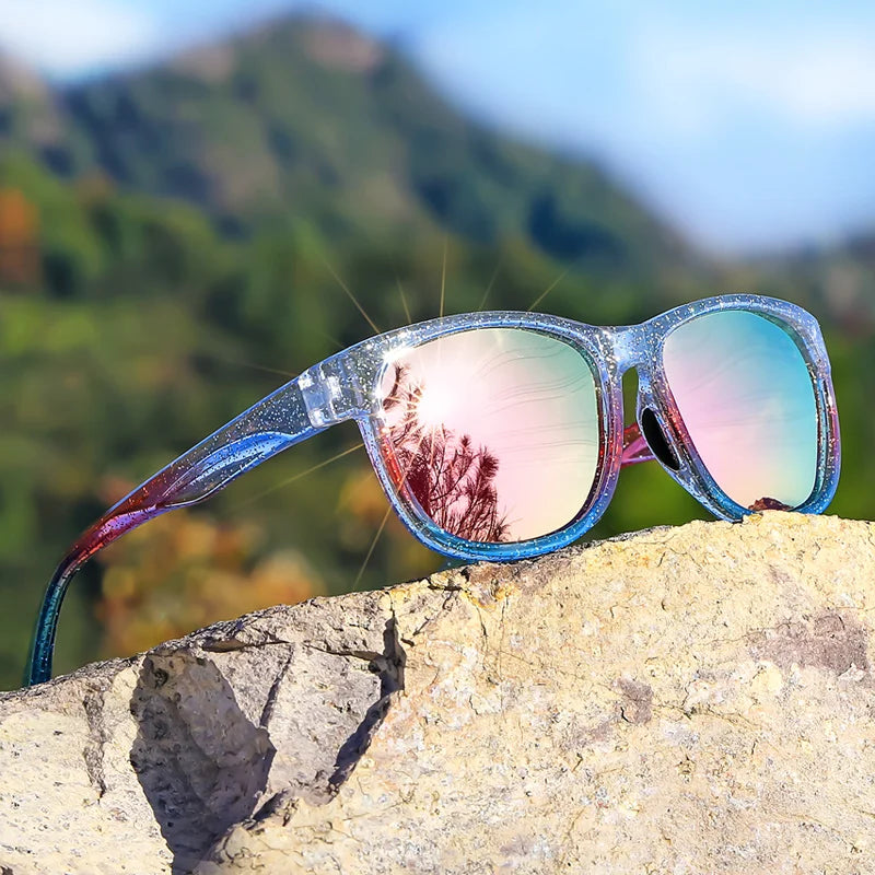 1 Pair Unisex Polarized Square Fashion Sunglasses - Lightweight Purple Glitter Frame, TAC Lenses for Outdoor Sports & Fashion